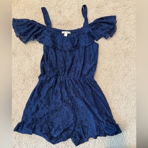 Miami Blue Lace Off-Shoulder Jumpsuit